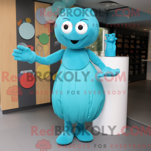 Cyan Juggle mascot costume...