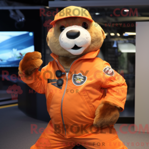Orange Otter mascot costume...
