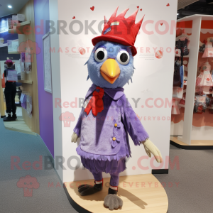 Lavender Woodpecker mascot costume character dressed with a Shorts and Headbands