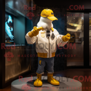 Gold Seagull mascot costume...