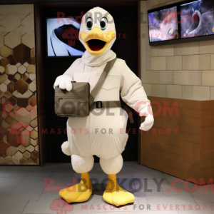 Cream Goose mascot costume...