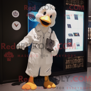 Cream Goose mascot costume...