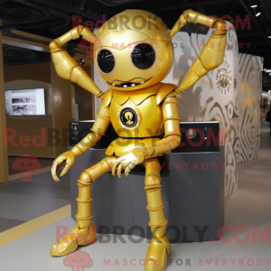 Gold Spider maskot kostume...