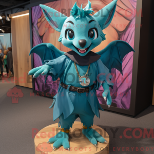 Teal Bat mascottekostuum...