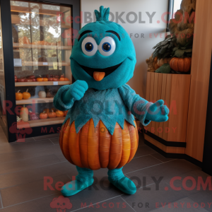 Teal Squash mascottekostuum...