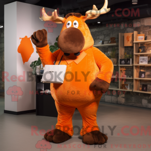 Orange Moose maskot kostume...