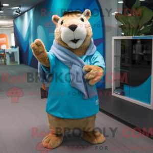 Turquoise Capybara mascot...