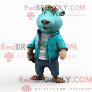 Turquoise Capybara mascot...