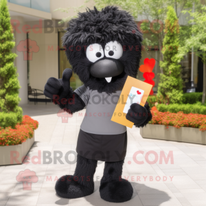 Black Love Letter mascot costume character dressed with a Shorts and Foot pads