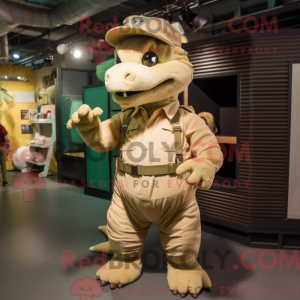 Beige Dragon mascot costume...