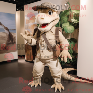 Beige Dragon maskot kostume...