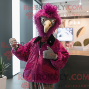 Magenta Emu mascot costume...