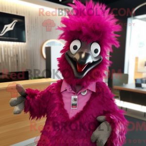 Magenta Emu mascot costume...