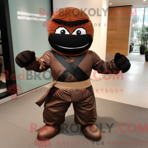 Brun Ninja-maskotdraktfigur...