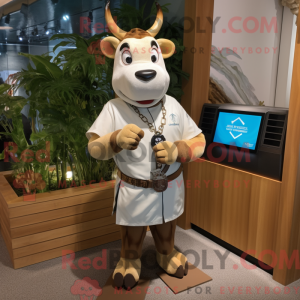 Tan Zebu maskot kostume...