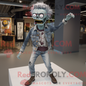 Grå Zombie maskot kostume...