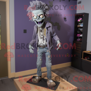 Gray Zombie mascot costume...