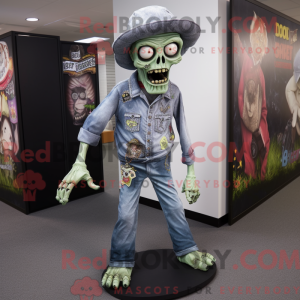 Grå Zombie maskot kostume...