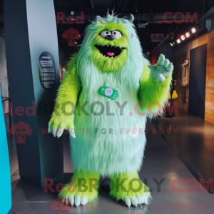 Lime Green Yeti mascot...