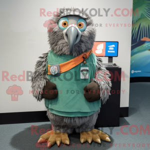 Grå Kiwi maskot kostume...