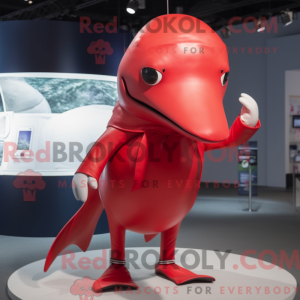 Red Humpback Whale mascot...