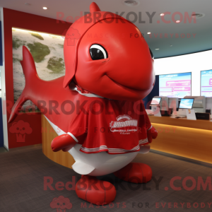 Red Humpback Whale mascot...