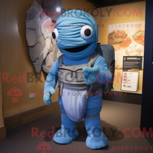 Blue Mummy mascot costume...