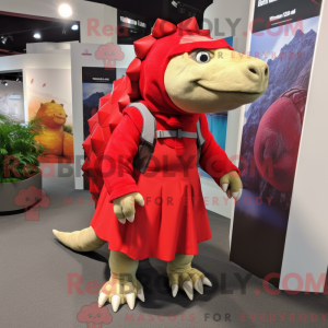 Red Ankylosaurus mascot...