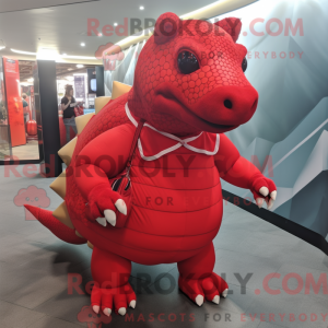 Rød Ankylosaurus maskot...