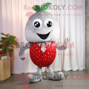 Sølv jordbær maskot kostume...