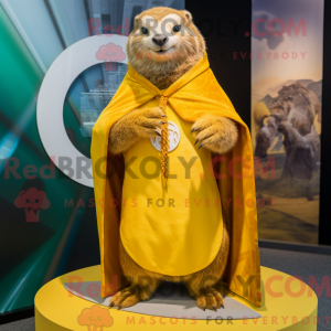 Gold Marmot mascot costume...