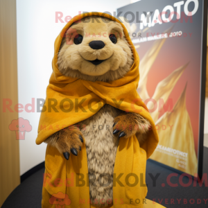 Gold Marmot mascot costume...