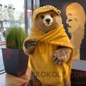 Gold Marmot mascot costume...