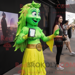 Lime Green Mermaid mascot...
