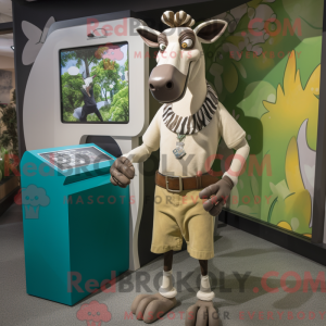 Cream Okapi mascot costume...