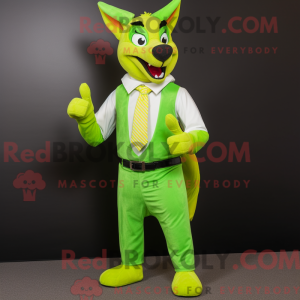 Lime Green Dingo mascot...
