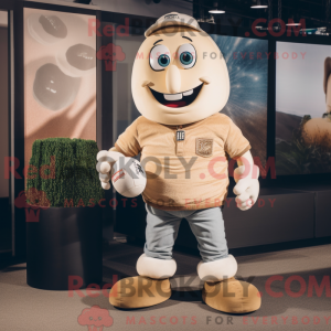 Beige Rugby Ball maskot...