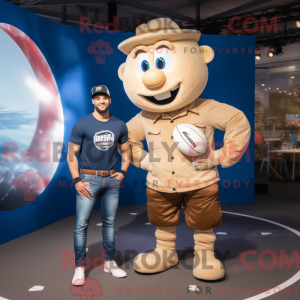 Beige Rugby Ball mascot...