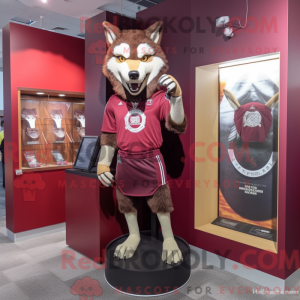 Maroon Wolf mascot costume...