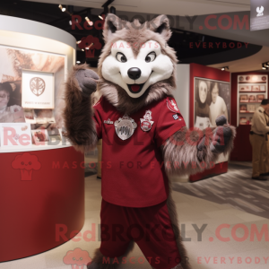 Maroon Wolf mascot costume...