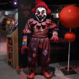 Maroon Evil Clown mascot...
