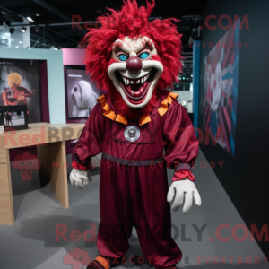 Maroon Evil Clown mascot...