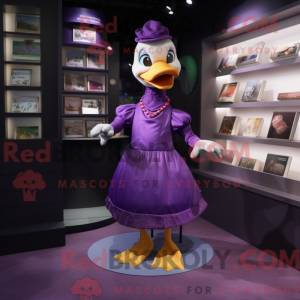 Purple Duck maskot kostume...