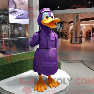 Purple Duck mascot costume...