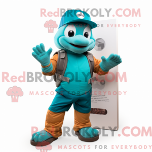 Teal Turtle mascot costume...