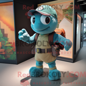 Teal Turtle mascot costume...