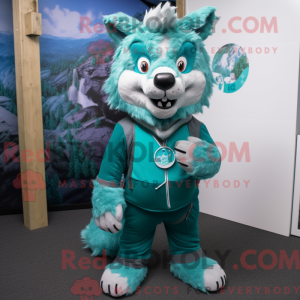 Turquoise Say Wolf mascot...