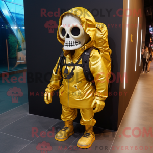 Gold Skull maskot kostume...