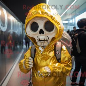 Gold Skull mascot costume...
