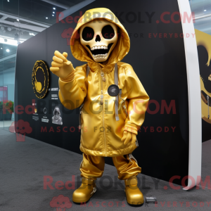 Gold Skull maskot kostume...